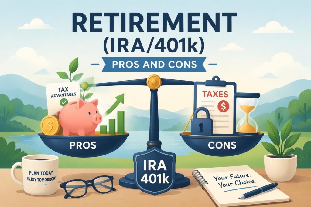 Retirement (IRA/401k) Pros and Cons — Featured Image